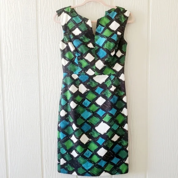 Milly of New York Geometric Block Sleeveless Pencil Sheath Dress sz 4 - Picture 6 of 10